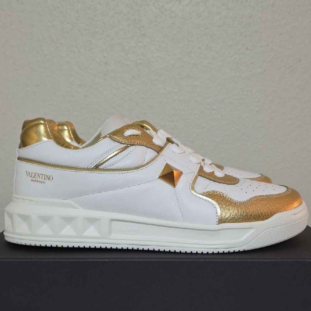 Valentino Garavani White and Gold Men's Sneakers